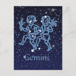 ジェミニ星座と〔占星術の〕十二宮図サイン(星あり) ポストカード