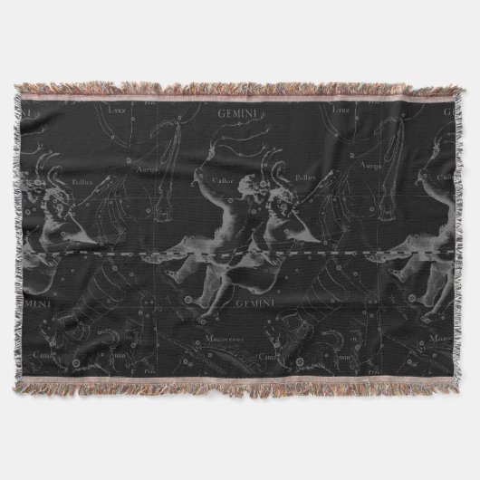 ジェミニ星座ヘベリアス1690オンブラック スローブランケット (正面)