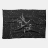 ジェミニ星座マップHevelius 1690オンブラック キッチンタオル (横)