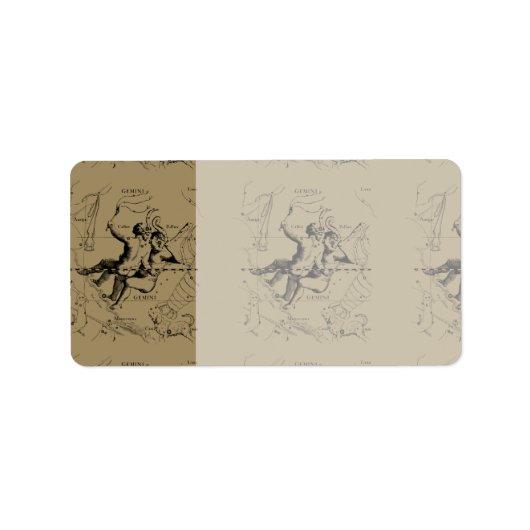 ジェミニ星座1690年頃の地図ヘベリアス ラベル (正面)