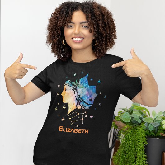 ジェミニ星座 ふたご座 水彩 星 銀河 Tシャツ