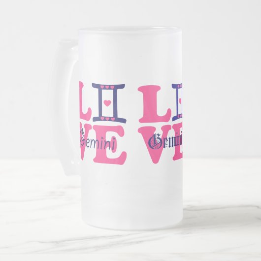 ♊★😍ジェミニ最高の〔占星術の〕十二宮図の看板フロストビール フロストグラスビールジョッキ (正面左)