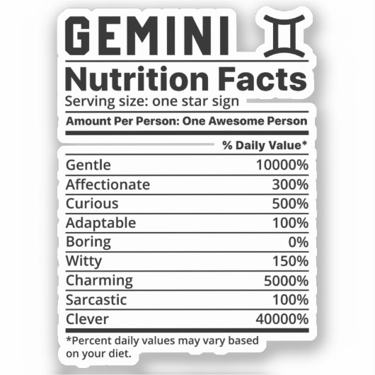 ジェミニ栄養事実 シール (正面)