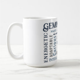 ジェミニ水色〔占星術の〕十二宮図標識誕生日 コーヒーマグカップ