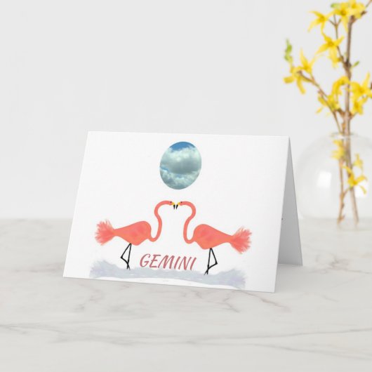 ジェミニ誕生日カードとオリジナルデジタルアート カード (黄色い花)