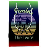 ジェミニ誕生日ギフト – -クールレトロサンセット〔占星術の〕十二宮図 ミディアムペーパーバッグ (正面)