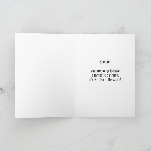 ジェミニ金ゴールド〔占星術の〕十二宮図星占いハッピーバースデー カード (内部)