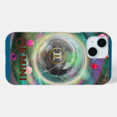 ジェミニ電話ケース、ティール（緑がかった色） Case-Mate iPhoneケース (裏面 (横))