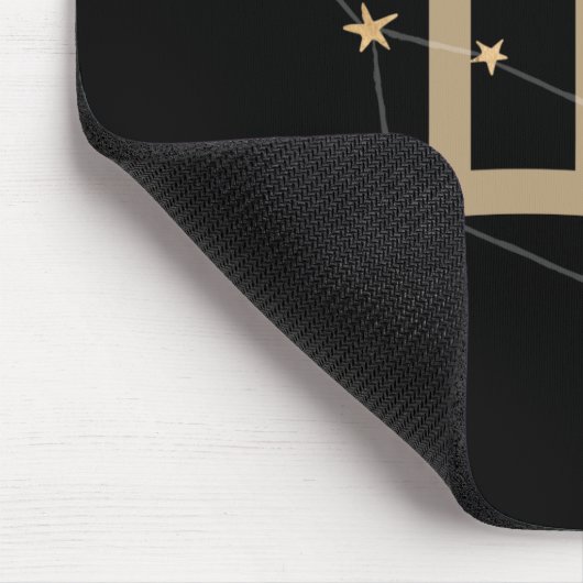 ジェミニ黒と金ゴールド星占い星座フェイク マウスパッド (コーナー)