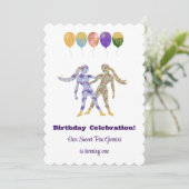 ジェミニ1歳の誕生日 印象派ゴールドラメ 招待状 (スタンド正面)