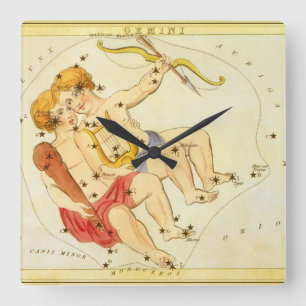 ジェミニ・ツインズ ビンテージ 星座 ウラニアの鏡 スクエア壁時計