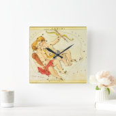 ジェミニ・ツインズ ヴィンテージ星座 ウラニアの鏡 スクエア壁時計 (ホーム)