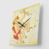 ジェミニ・ツインズ ヴィンテージ星座 ウラニアの鏡 スクエア壁時計 (傾斜)