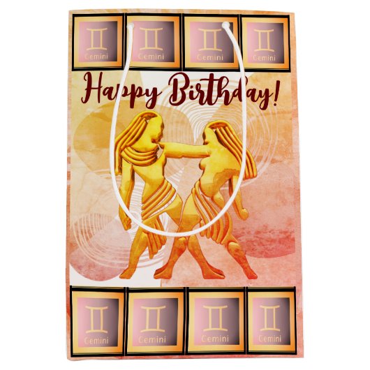 ジェミニ – ハッピーバースデー中抱き枕 ミディアムペーパーバッグ (正面)