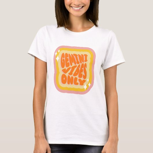 ジェミニ・バイブス限定 かわいい星座 誕生日ギフト Tシャツ (正面)