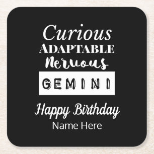 ジェミニ〔占星術の〕十二宮図おもしろい特性誕生日 スクエアペーパーコースター
