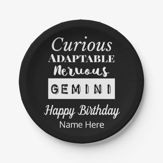 ジェミニ〔占星術の〕十二宮図おもしろい特性誕生日 ペーパープレート (正面)