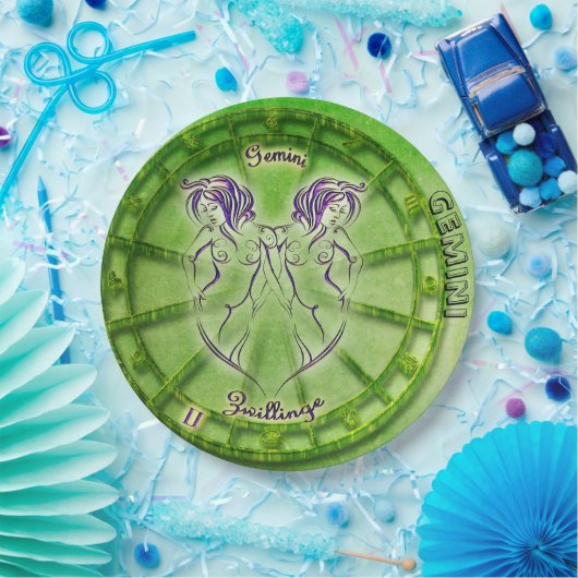 ジェミニ(占星術の)十二宮図の占星術のデザイン ペーパープレート (パーティー)