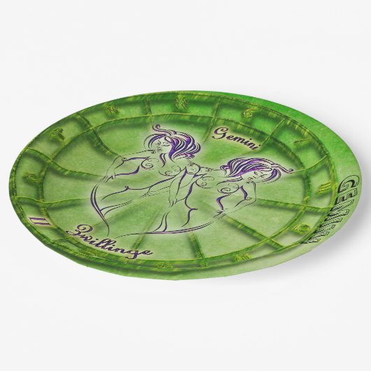 ジェミニ(占星術の)十二宮図の占星術のデザイン ペーパープレート (アングル)