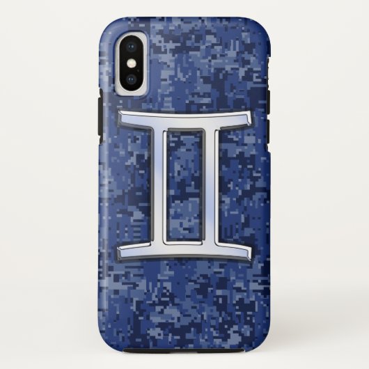 ジェミニ(占星術の)十二宮図の印の濃紺のデジタルモダンな迷彩柄 Case-Mate iPhoneケース (裏面)