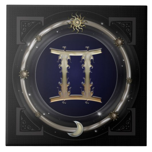 ジェミニ(占星術の)十二宮図の印 タイル (正面)