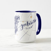 ジェミニ(占星術の)十二宮図の濃紺及び金ゴールドの誕生のマグ マグカップ (正面右)