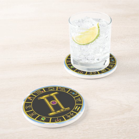 ジェミニ(占星術の)十二宮図の誕生日の宝石の紫色のAlexandrite コースター (側面)