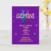 ジェミニ(占星術の)十二宮図の誕生日 カード (黄色い花)