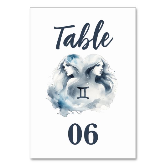 ジェミニ〔占星術の〕十二宮図をテーマにした誕生日パーティー テーブルナンバー (裏面)