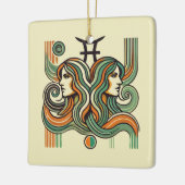 ジェミニ〔占星術の〕十二宮図オーナメントレトロデザイン セラミックオーナメント (左)