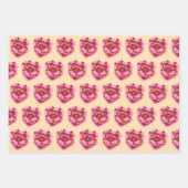 ジェミニ〔占星術の〕十二宮図コケットハートお誕生日ケーキ ラッピングペーパーシート (正面)