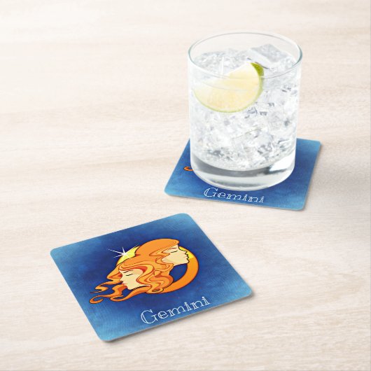 ジェミニ〔占星術の〕十二宮図コースター スクエアペーパーコースター (インサイチュ)