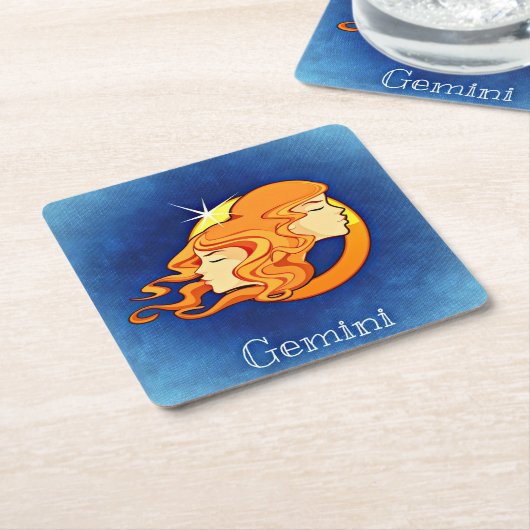 ジェミニ〔占星術の〕十二宮図コースター スクエアペーパーコースター (アングル)