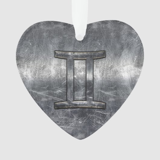 ジェミニ〔占星術の〕十二宮図サインイン工業用鋼スタイル オーナメント (正面)