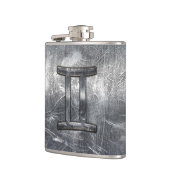 ジェミニ〔占星術の〕十二宮図サインイン工業用鋼スタイル フラスク (左)