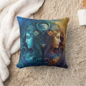 ジェミニ〔占星術の〕十二宮図サインウォーター色デザイン クッション (ブランケット)