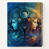 ジェミニ〔占星術の〕十二宮図サインウォーター色デザイン ノートブック (裏面)