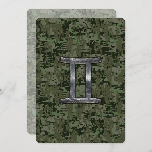 ジェミニ〔占星術の〕十二宮図サインオングリーンデジタル迷彩柄 (正面/裏面)