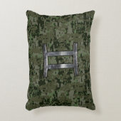 ジェミニ〔占星術の〕十二宮図サインオングリーンデジタル迷彩柄 アクセントクッション (正面(垂直))