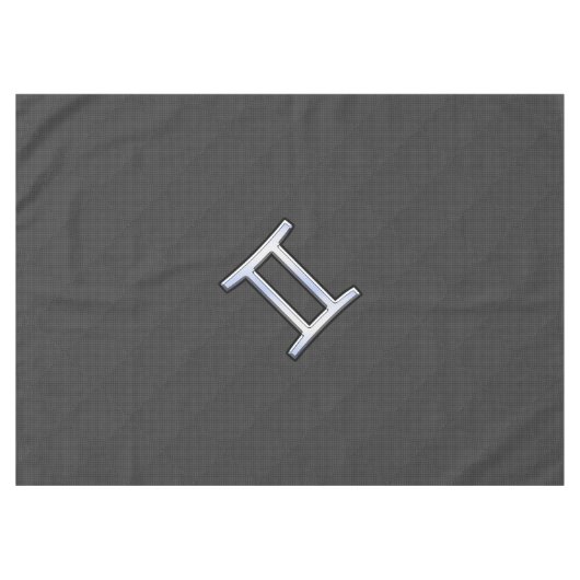 ジェミニ〔占星術の〕十二宮図サインオンチャコールカーボンファイバープリント テーブルクロス (正面(横))