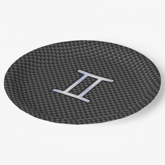 ジェミニ〔占星術の〕十二宮図サインオンチャコールカーボンファイバープリント ペーパープレート (アングル)