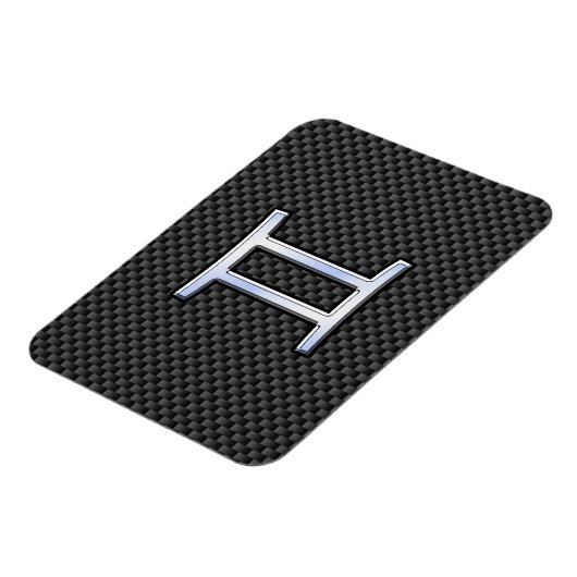 ジェミニ〔占星術の〕十二宮図サインオンチャコールカーボンファイバープリント マグネット (左側)