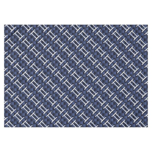 ジェミニ〔占星術の〕十二宮図サインオンネイビーブルーカーボンファイバープリント テーブルクロス (正面(横))