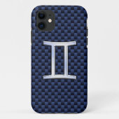 ジェミニ〔占星術の〕十二宮図サインオンネイビーブルーカーボンファイバープリント Case-Mate iPhoneケース (裏面)