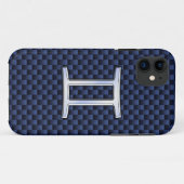 ジェミニ〔占星術の〕十二宮図サインオンネイビーブルーカーボンファイバープリント Case-Mate iPhoneケース (裏面(横))