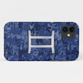 ジェミニ〔占星術の〕十二宮図サインオンネイビーブルーデジタル迷彩柄 Case-Mate iPhoneケース (裏面(横))