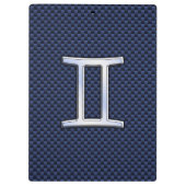 ジェミニ〔占星術の〕十二宮図サインオンブルーカーボンファイバースタイル クリップボード (裏面)