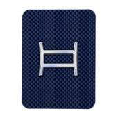 ジェミニ〔占星術の〕十二宮図サインオンブルーカーボンファイバースタイル マグネット (縦)