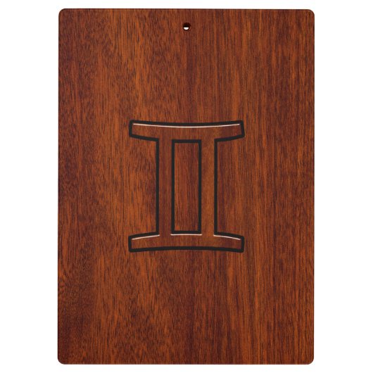 ジェミニ〔占星術の〕十二宮図サインオンマホガニーウッドスタイル クリップボード (裏面)