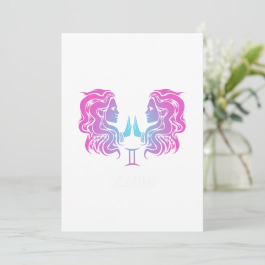 ジェミニ〔占星術の〕十二宮図サインザツインズデザイン誕生日ギフト 招待状 (スタンド正面)